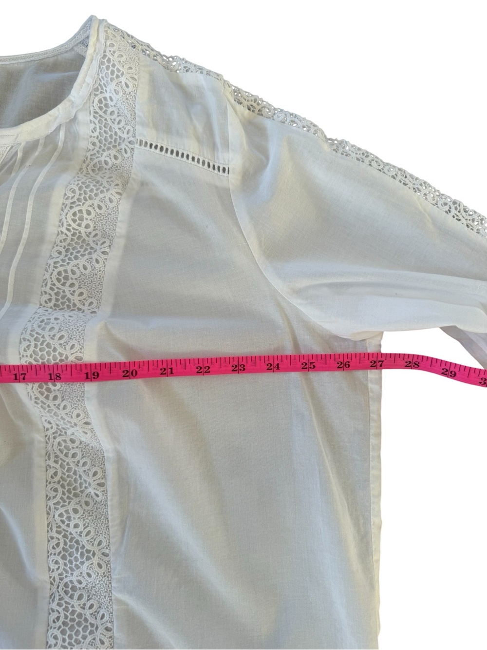 NYDJ White Cotton Lace Eyelet Peasant Blouse Tunic 1X Boho - Picture 12 of 13